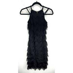 Guess Los Angeles Dress Fringe Chevron Black Size XXS W53GDGMP750